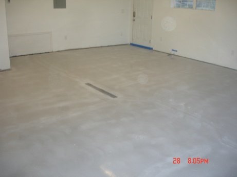 Crack repair compound sanded smooth and entire floor prepared for topcoat.
